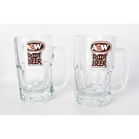 2 A&W Root Beer Mugs Advertising 1980's Vintage Barware - Picture 1 of 6